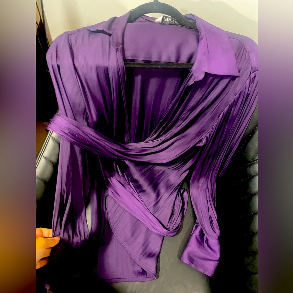 Silk purple wrap around blouse! Zara